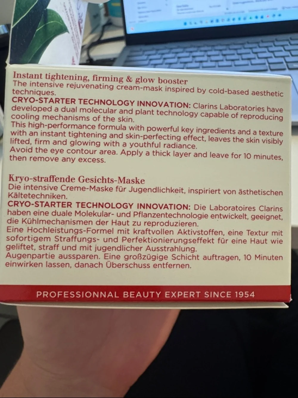 Clarins Cryo-Flash Cream-Mask Full Size NWT